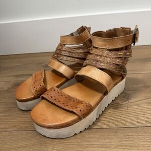 Bed Stu Artemia Leather Platform Sandals Tan Rustic 7.5 Boho